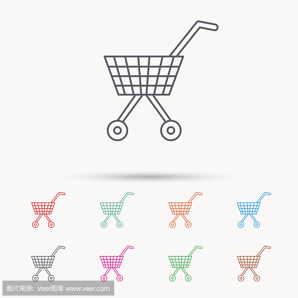 購物車圖標。市場購買的跡象。